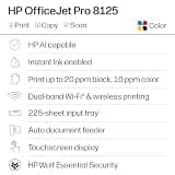 HP OfficeJet Pro 8125 Wireless All-in-One Color Inkjet Printer with Touchscreen