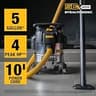 DEWALT STEALTHSONIC 5-Gallon Stainless Steel Wet/Dry Shop Vac, 4 Peak HP