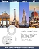Multi-Country Extension Cord Travel Adapter with 3 AC Outlets and 4 USB Ports