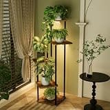 Bamworld 5-Tier Staggered Metal and Wood Indoor Plant Shelf with Grow Lights