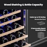 Yeego 24-Inch 52-Bottle Built-In Compressor Wine Fridge with Beech Wood Shelves