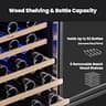 Yeego 24-Inch 52-Bottle Built-In Compressor Wine Fridge with Beech Wood Shelves