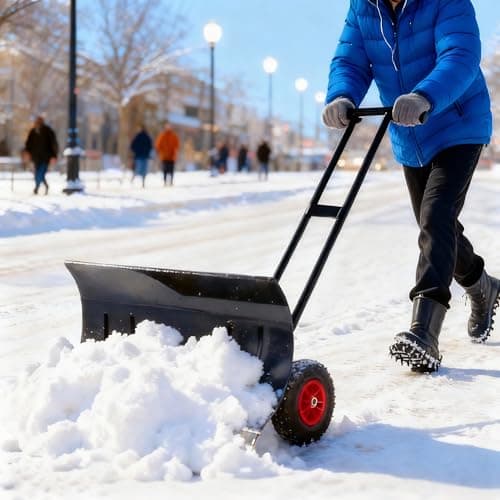 Garvee 30-Inch Heavy-Duty Ergonomic Wheeled Snow Pusher