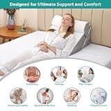 Bedluxe 3-Piece Orthopedic Bed Wedge Pillow Headboard Set for Recovery