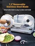 200W Electric Meat Slicer with Dual 7.5-inch Removable Stainless Blades