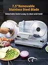200W Electric Meat Slicer with Dual 7.5-inch Removable Stainless Blades
