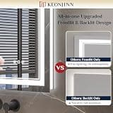 Keonjinn 48" x 36" Smart Dual-Zone LED Lighted Mirror with Built-In Bluetooth Speaker