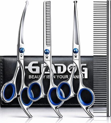 GLADOG 5-in-1 Professional Dog Grooming Scissors Set with Safety Round Tips