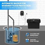 briidea 12V Smart DC Battery Backup Sump Pump System with Dual Wi-Fi