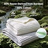 Bedsure Queen Waffle Weave Bamboo Rayon and Cotton Blend Cooling Blanket