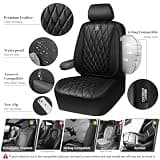 CAR PASS Luxury Faux Leather Waterproof Full Interior Seat Cover Set, Pure Black