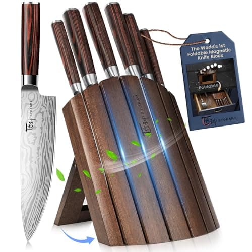 SYOKAMI 7-Piece High-Carbon Japanese Style Kitchen Knife Set with Magnetic Block