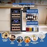 BODEGA 15-Inch 30-Bottle Built-In Dual Zone Compressor Wine Fridge Refrigerator
