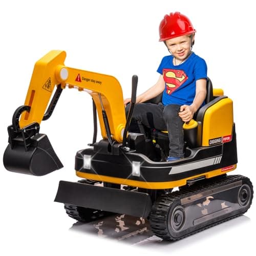 JOYLDIAS 12V 360-Degree Rotating Excavator and Bulldozer Ride-On Combo