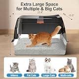 Extra Large Enclosed Stainless Steel Cat Litter Box with Front Entry & Top Exit