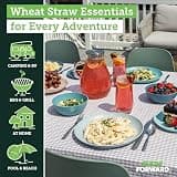 Grow Forward 16-Piece Premium Unbreakable Wheat Straw Dinnerware Set, Seascape