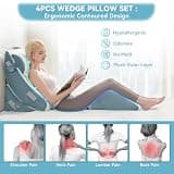 Kingfun 4-Piece Orthopedic Bed Wedge Pillow Set with Anti-Slip Design