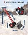 COZONY 29-Inch Heavy-Duty Wheeled Snow Shovel with Adjustable Metal Frame