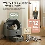 Gimars Open-Top Cylinder Self-Cleaning Cat Litter Box with App and 8L Waste Bin