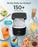 EUHOMY Portable Countertop Nugget Ice Maker with Carry Handle and 34 lbs Yield