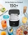 EUHOMY Portable Countertop Nugget Ice Maker with Carry Handle and 34 lbs Yield