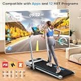 FOUSAE 5-in-1 Foldable Treadmill with 12 HIIT Programs & 400-lb Capacity