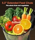 URVIBY Cold Press Masticating Juicer Machine with 5.3-Inch Large Chute