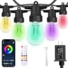 CAWWS 50ft Smart RGBW LED Outdoor String Lights with 20 Dimmable Color Changing Bulbs
