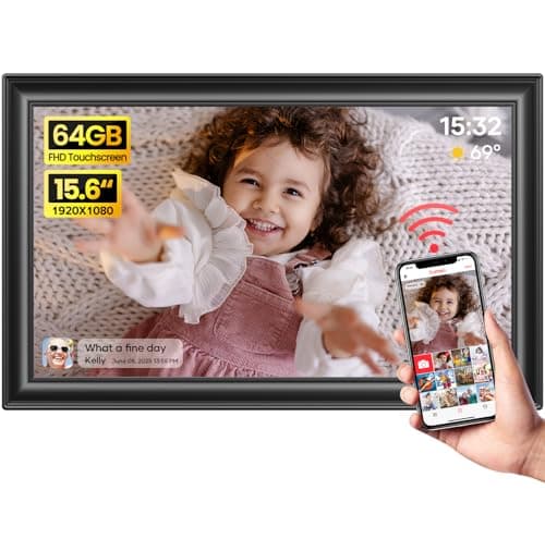 BIGASUO 15.6-Inch Full HD Frameo Digital Picture Frame with 64GB High Storage