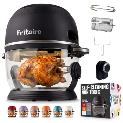 Non Toxic Air Fryer Pro 5-Quart 9-in-1 Glass Air Fryer with Rotisserie