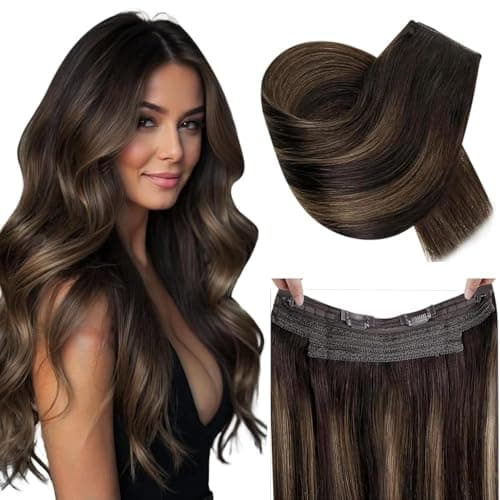 RUNATURE 20-Inch 100g Real Human Hair Wire Extensions with Lace Edge Weft