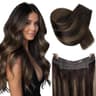 RUNATURE 20-Inch 100g Real Human Hair Wire Extensions with Lace Edge Weft