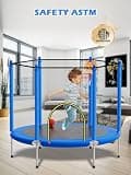 Bluerise 55-Inch Toddler Indoor Trampoline with Enclosure and Basketball Hoop