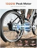 ASKGO 26-Inch Step-Thru Electric Cruiser Bike, 1500W Peak, 48V 12Ah Battery