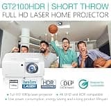 Optoma GT2100HDR Compact Short Throw Laser Projector, 1080p, 4200 Lumens