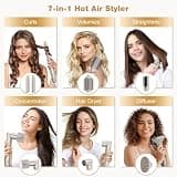 7MAGIC 7-in-1 Hot Air Styler and Hair Dryer Brush with Auto-Wrap Curlers