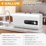 4-Gallon 1500W Electric Under Sink Mini Tank Hot Water Heater for Kitchens
