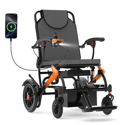 BIQISSI Lightweight Electric Wheelchair, 500W Brushless Motor, Auto-Braking