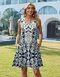 Zeagoo Sleeveless Hawaiian Sundress with Pockets and Swing Silhouette