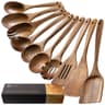 Hefild 10-Piece Acacia Wood Cooking Spoons and Spatulas Starter Set