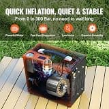 VEVOR PCP Air Compressor with Dual Display, 4500 PSI, AC/DC Power Converter