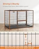 Feandrea 48-Inch Heavy Duty Escape-Proof Steel Dog Crate with Lockable Wheels