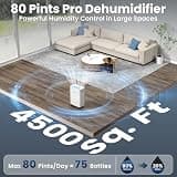 DGVAM Ultra-Quiet Compressor Dehumidifier with Sleep Mode, 80 Pint, 4,500 Sq. Ft.