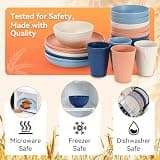 Wheat Straw 64-Piece Unbreakable Dinnerware Set for 8 with Utensils, Black