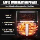 FineMade 12-in-1 Precision Glass Air Fryer with Programmable Temp Controls