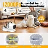 FIXR PG01 Pet Grooming Vacuum Kit with 12,000 Pa Suction and HEPA Filtration