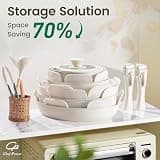 Chef Power 19-Piece Cream White Ceramic Cookware with Detachable Handles