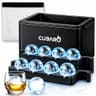 CUBARO Premium Hard Shell 8-Cavity Clear Ice Ball Maker Mold with Storage Bag