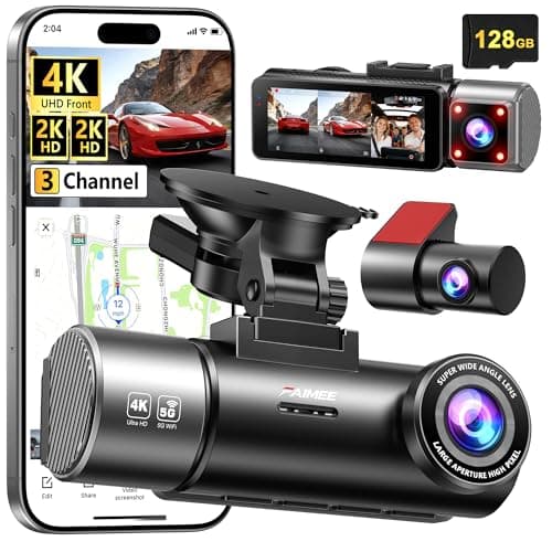 Comprehensive 3-Channel Dash Cam with 4K Front, 2K Interior, and 2K Rear Views