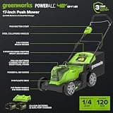 Greenworks 48V (2x24V) 17-Inch Cordless Push Lawn Mower with Dual Battery System
